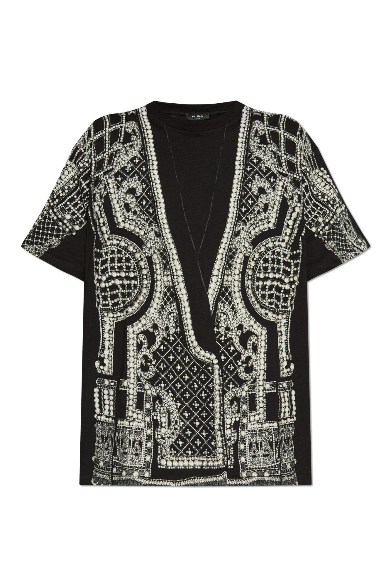 Czarny T-shirt typu `oversize` z nadrukiem Balmain - Vitkac